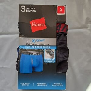 Hanes Men's 3pk X Temp Tagless Trunks With Total Support Pouch Size S